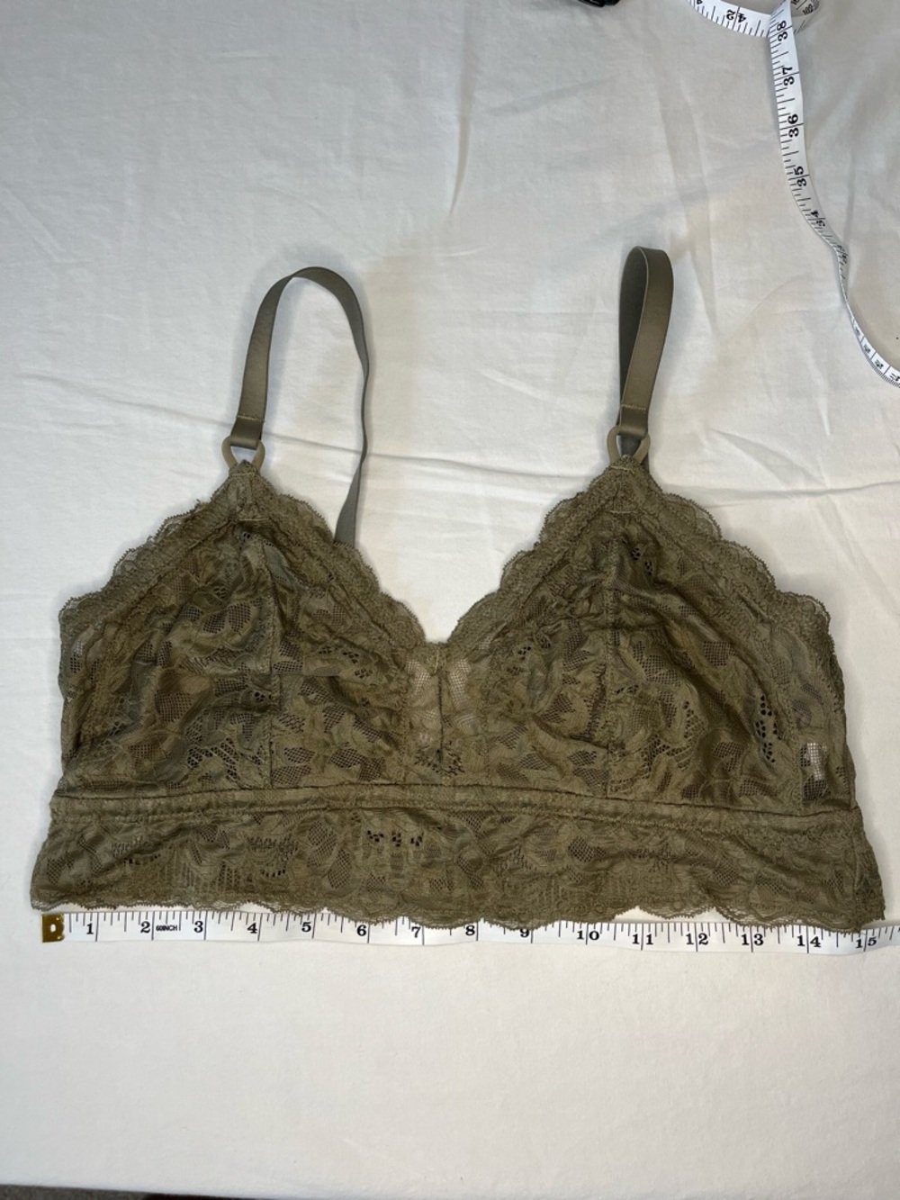 Aerie scalloped lace bralette muted olive/ sage green womans size extra large